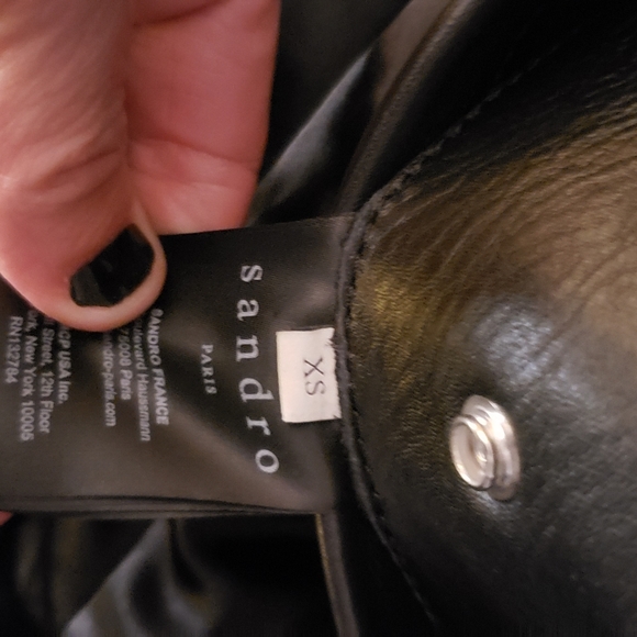 SANDRO PARIS Blk leather Aviator Jkt w/blk shearling collar. Serious offers only - Picture 7 of 14